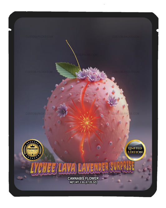 Lychee Lava Lavender Surprise Customizable 3.5g Mylar Bags