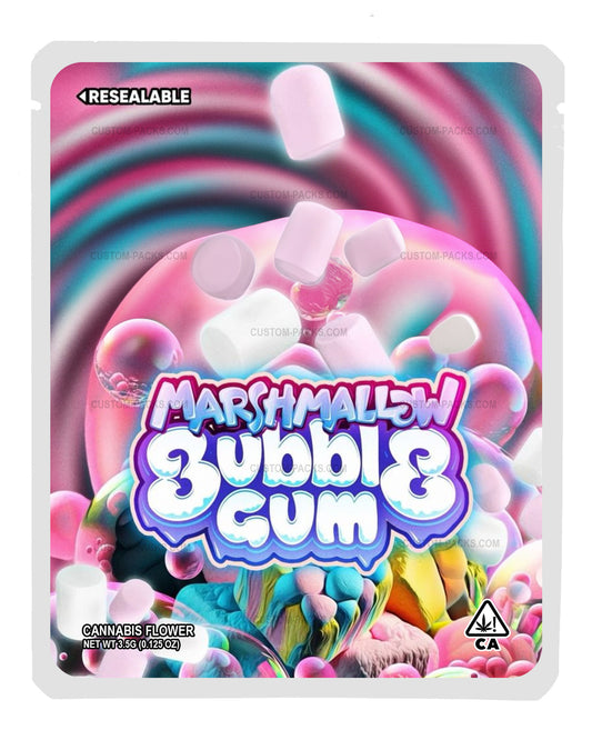 Marshmallow Bubblegum Customizable 3.5g Mylar Bags