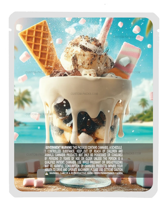 Marshmallow Cookie Dough Sundae Customizable 3.5g Mylar Bags