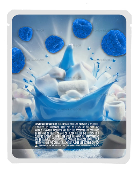 Sour Blue Raspberry Marshmallows Customizable 3.5g Mylar Bags