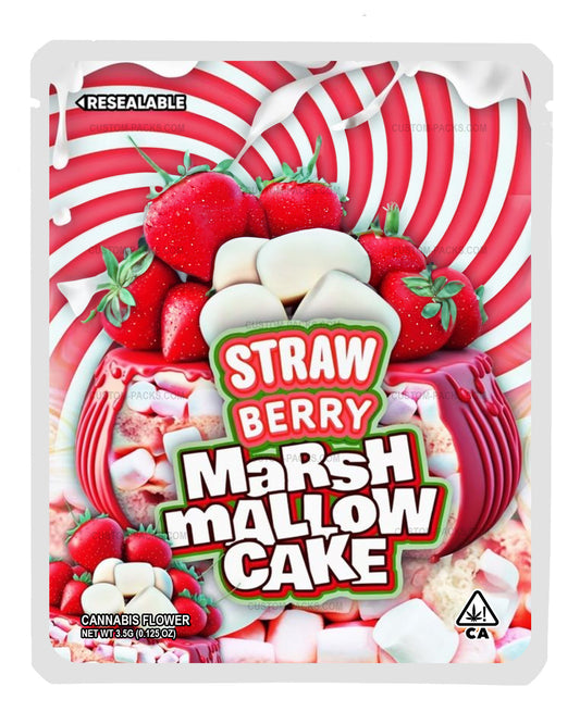 Strawberry Marshmallow Cake Customizable 3.5g Mylar Bags