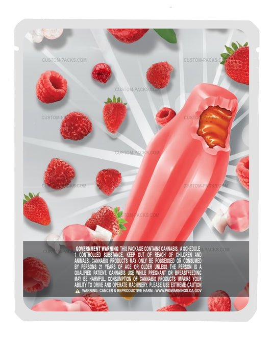 Strawberry Raspberry Taffy Middles Customizable 3.5g Mylar Bags