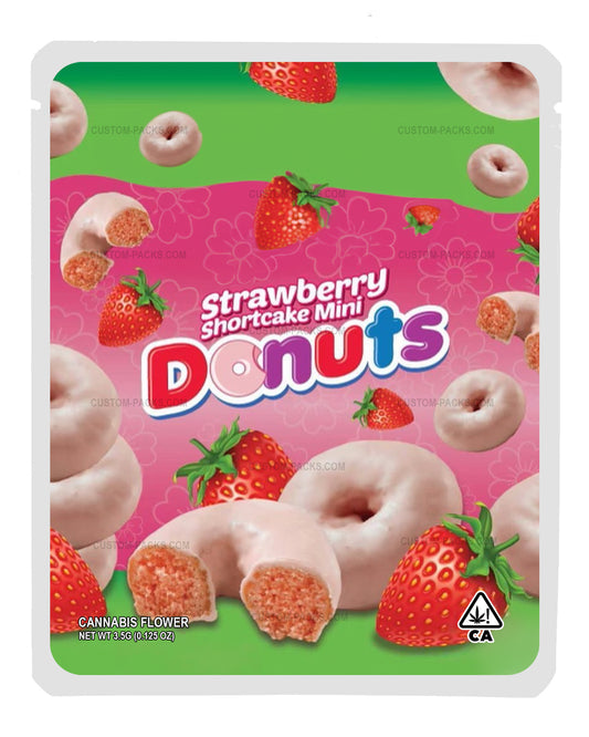 Strawberry Shortcake Mini Donuts Customizable 3.5g Mylar Bags