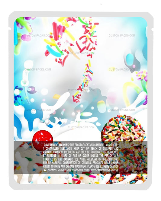 Vanilla Sundae with Sprinkles Customizable 3.5g Mylar Bags