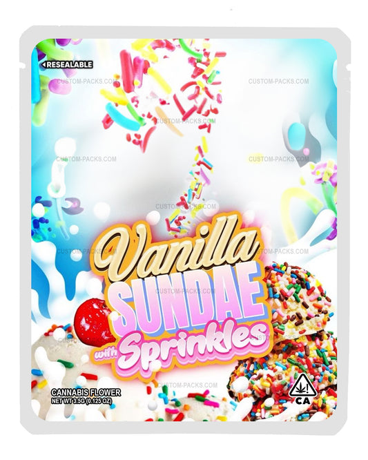 Vanilla Sundae with Sprinkles Customizable 3.5g Mylar Bags