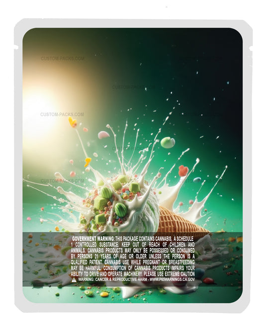 White Chocolate Pistachio Ice Cream Customizable 3.5g Mylar Bags