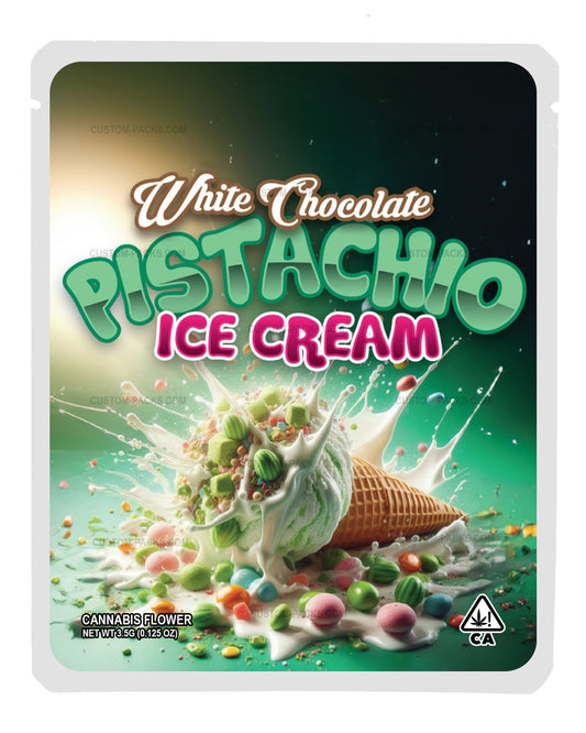 White Chocolate Pistachio Ice Cream Customizable 3.5g Mylar Bags